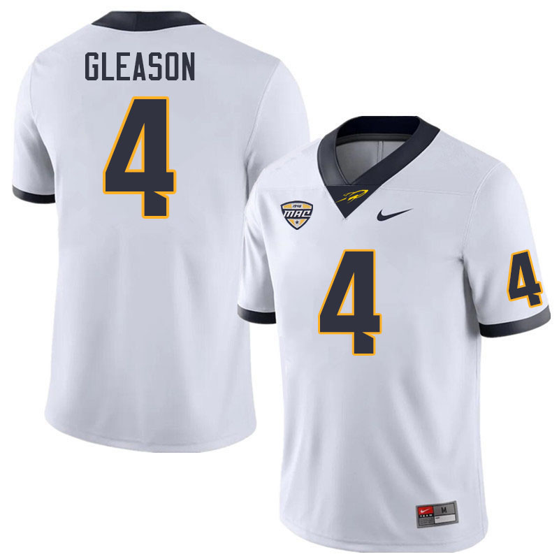 Toledo Rockets #4 Tucker Gleason College Football Jerseys Stitched Sale-White